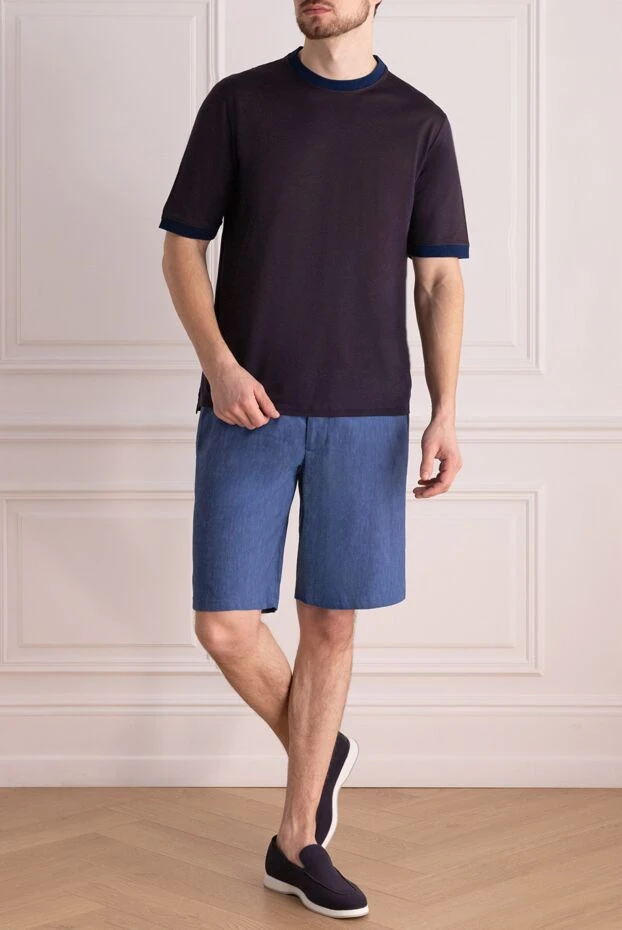 Cesare di Napoli man blue linen and wool shorts for men купить с ценами и фото 161676 - photo 2