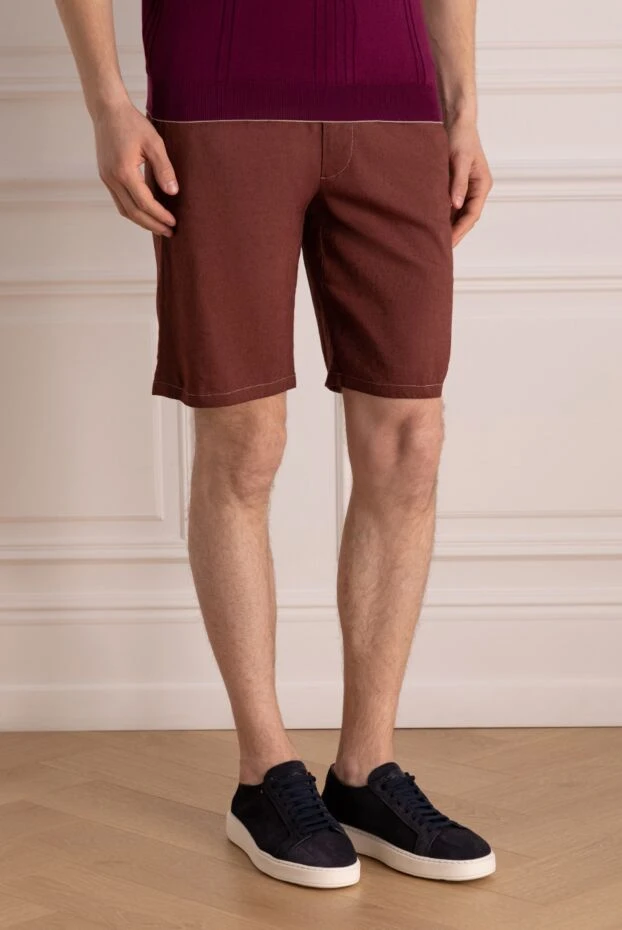 Cesare di Napoli ерлерге арналған ақ зығыр және жүннен жасалған шорт 161678 - фото 3