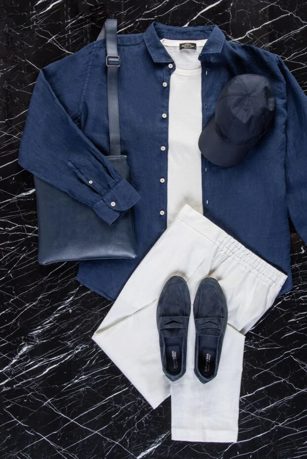 Cesare di Napoli ерлерге арналған ақ зығыр және жүннен жасалған шалбар 161681 - фото 2