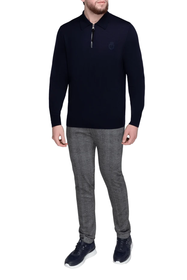 Billionaire man wool long sleeve polo blue for men купить с ценами и фото 161688 - photo 2