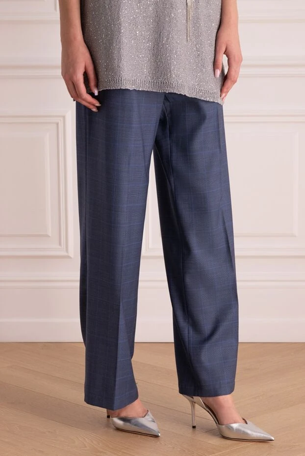 Erika Cavallini кең көк жүн әйелдер шалбары 161710 - фото 3