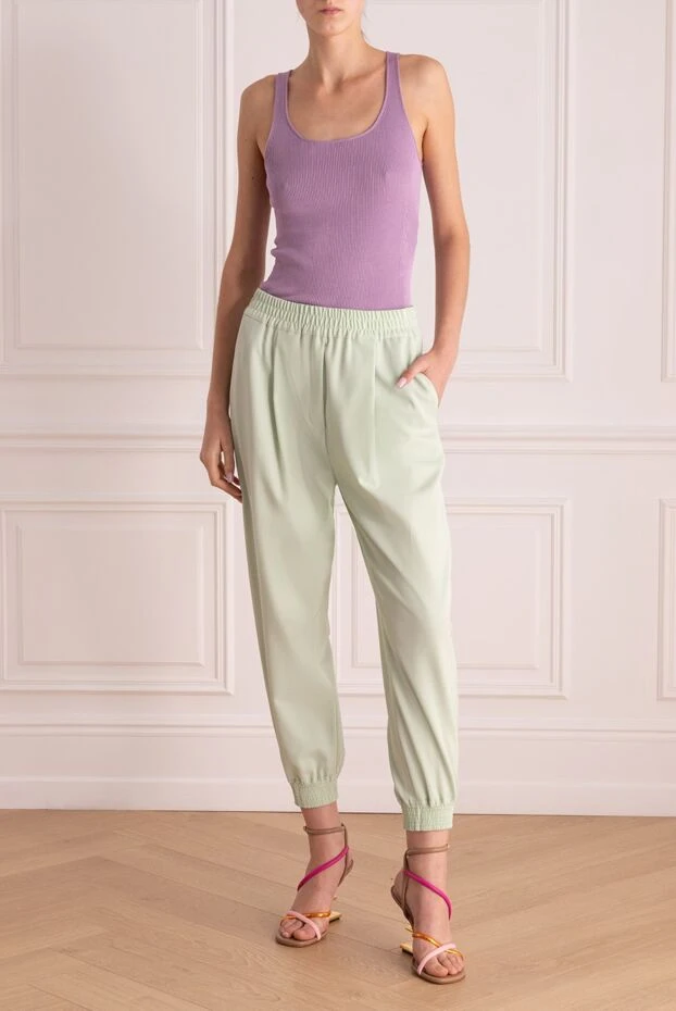 Erika Cavallini woman green polyester and wool trousers for women купить с ценами и фото 161711 - photo 2