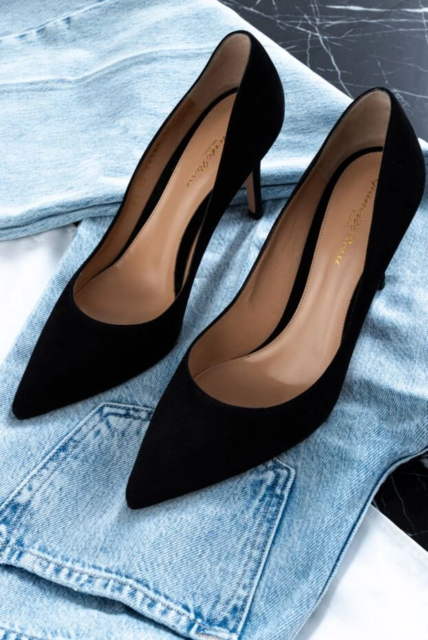 Gianvito Rossi туфли-лодочки классические женские чёрные из нубука 161881 - фото 2