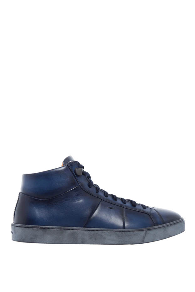 Santoni man blue leather sinkers for men купить с ценами и фото 161940 - photo 1