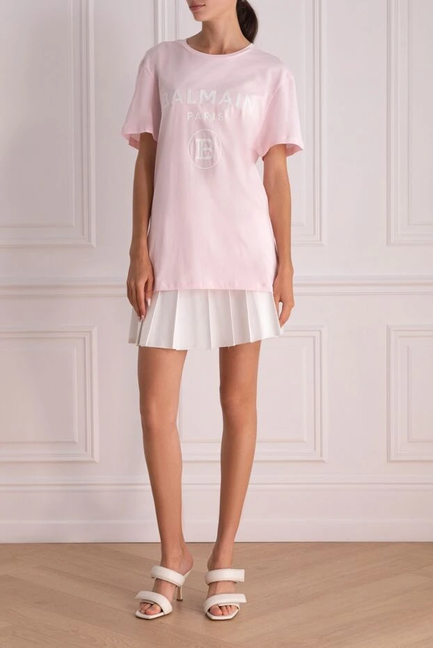 Balmain woman pink cotton t-shirt for women купить с ценами и фото 161981 - photo 2