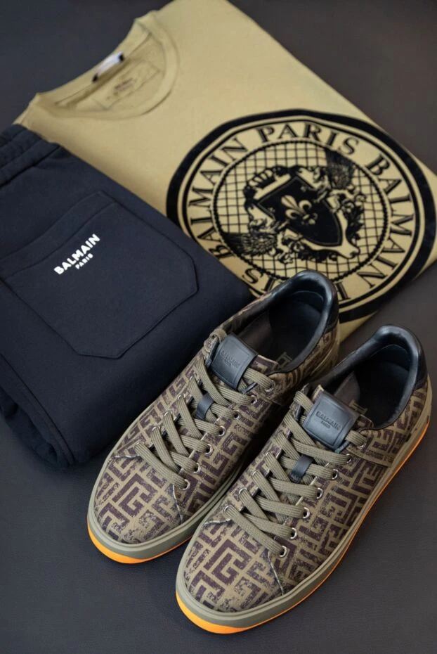 Қара жотасы және Париж логотипі бар зәйтүн түсті футболка - фото 2