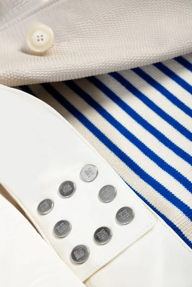 Givenchy строгая белая юбка из натуральной кожи с фигурным поясом 162029 - фото 2