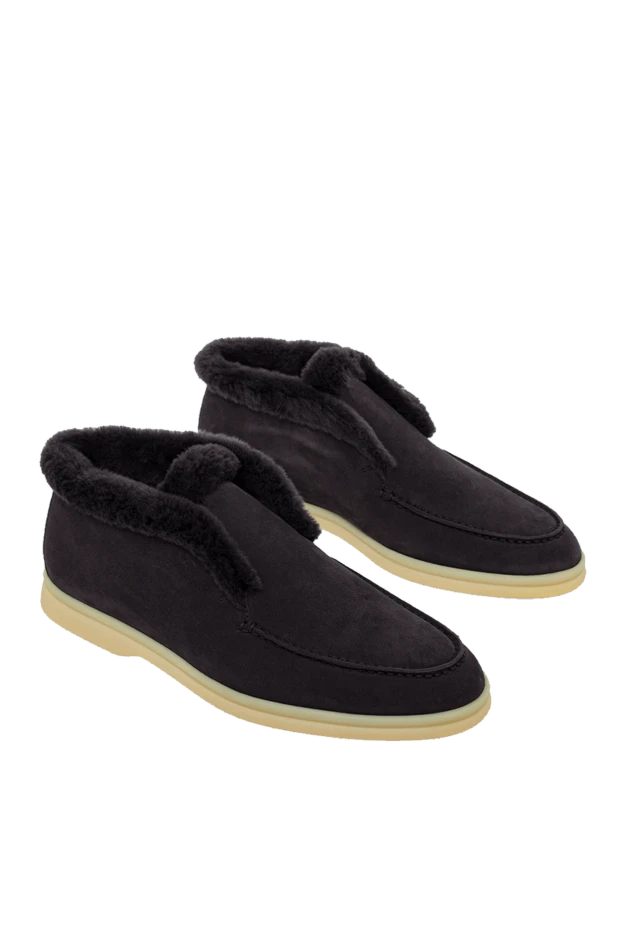 Loro Piana нубуктан және хутрдан жасалған қара түсті әйелдердің лоферлері 162050 - фото 3