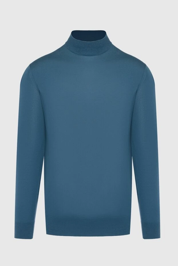 Loro Piana man men's jumper with a high stand-up collar made of wool, blue купить с ценами и фото 162059 - photo 1