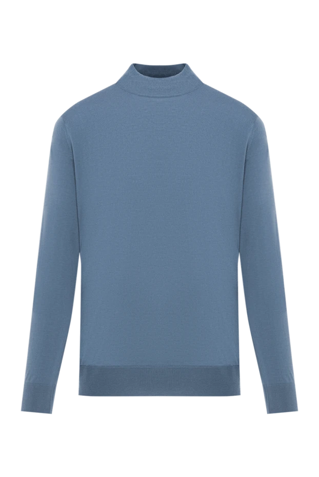 Жүннен тігілген графит түстес көк жоғары жағалы джемпер ерлерге арналған - фото 1