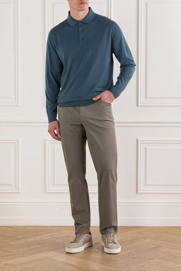 Loro Piana шерстяное поло с длинным рукавом синего цвета и планкой на пуговицах 162063 - фото 2