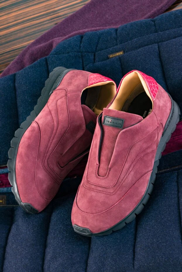 Кроссовки из нубука бордовые мужские - фото 2