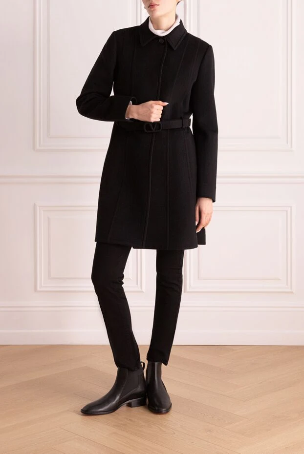 Valentino woman women's black wool and cashmere coat купить с ценами и фото 162165 - photo 2