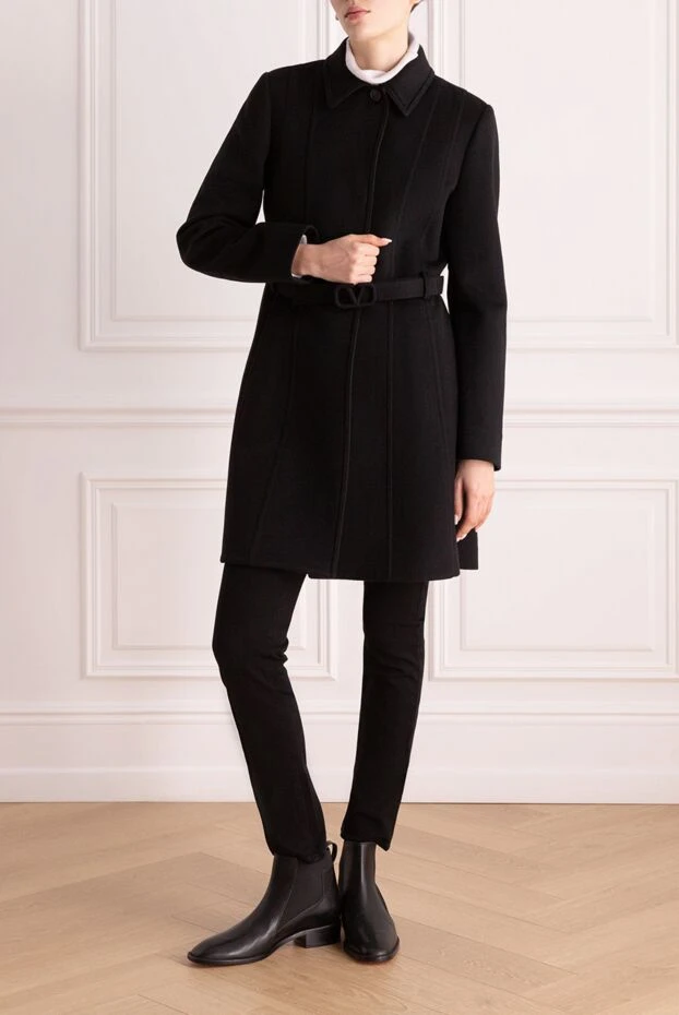 Valentino пальто из шерсти и кашемира черное женское 162165 - фото 2