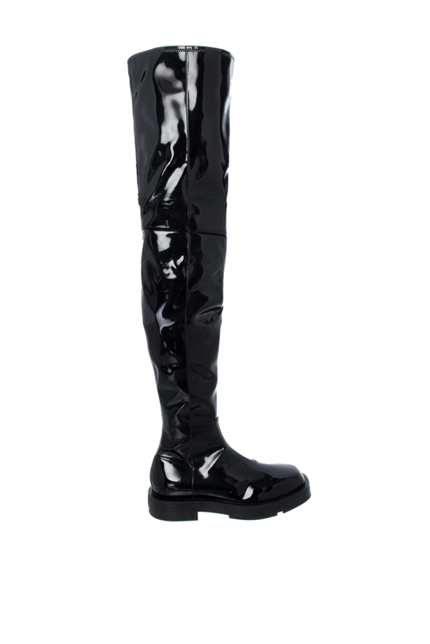 Массивті табаны бар лакталған қара түсті әйелдердің биік ботфорттары - фото 1