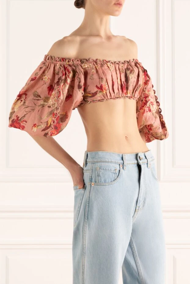 Zimmermann топ из льна розовый женский 162184 - фото 3