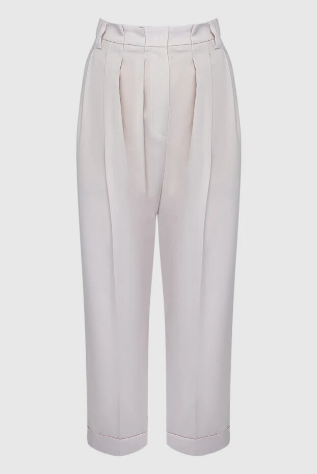 Brunello Cucinelli woman beige wool trousers for women купить с ценами и фото 162235 - photo 1