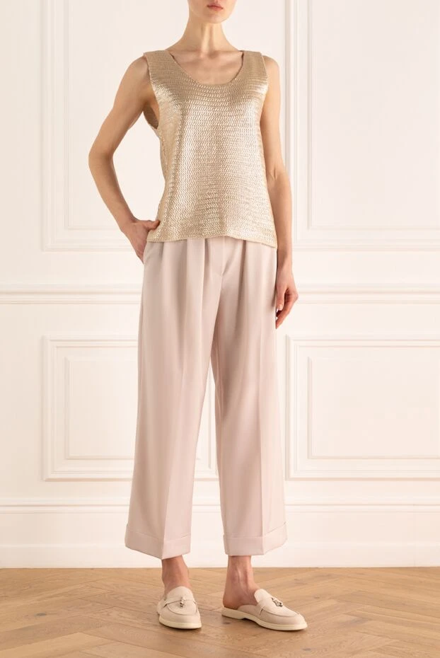 Brunello Cucinelli woman beige wool trousers for women купить с ценами и фото 162235 - photo 2