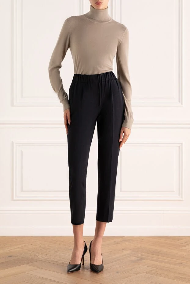 Brunello Cucinelli woman black wool and polyamide trousers for women купить с ценами и фото 162242 - photo 2