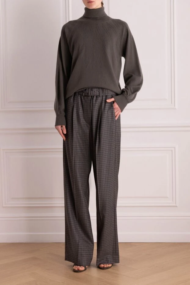 Brunello Cucinelli woman gray wool trousers for women купить с ценами и фото 162243 - photo 2