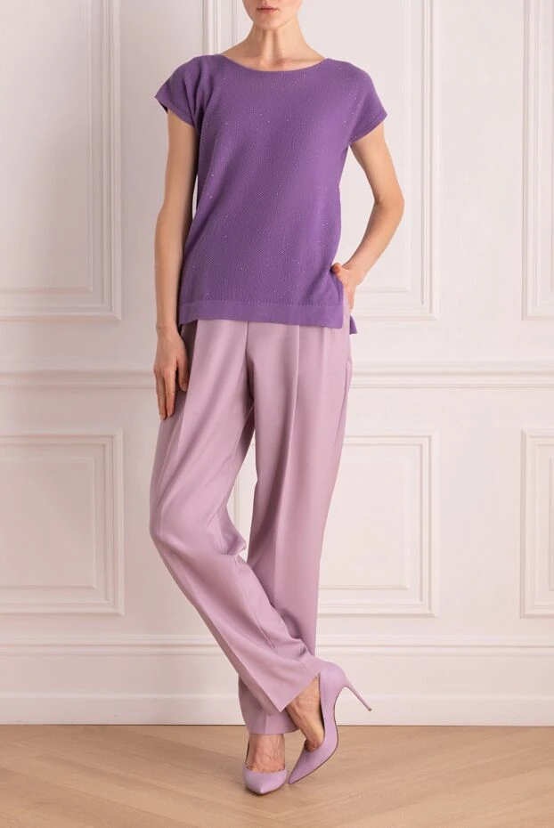 Brunello Cucinelli woman purple wool trousers for women купить с ценами и фото 162245 - photo 2