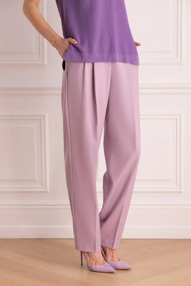 Brunello Cucinelli брюки женские классические фиолетовые 162245 - фото 3