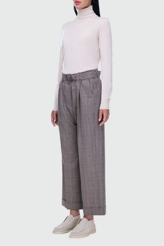 Brunello Cucinelli woman brown wool trousers for women купить с ценами и фото 162246 - photo 2