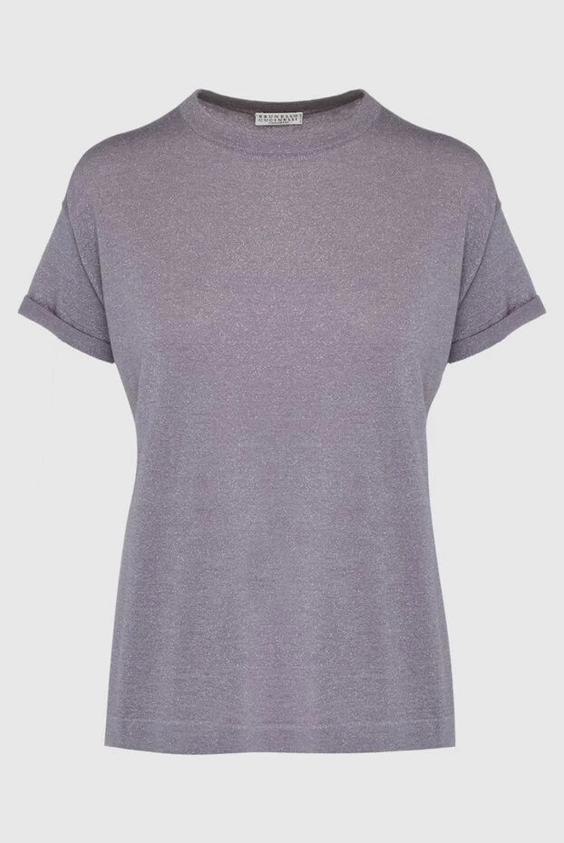 Gray and lilac jersey T-shirt with cuffs on the sleeves - photo 1