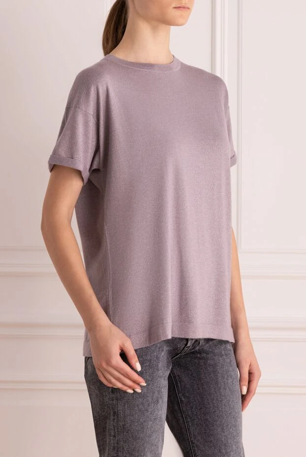 Brunello Cucinelli жеңдерінде манжеттер бар сұр және сирень түсті жейде 162254 - фото 3