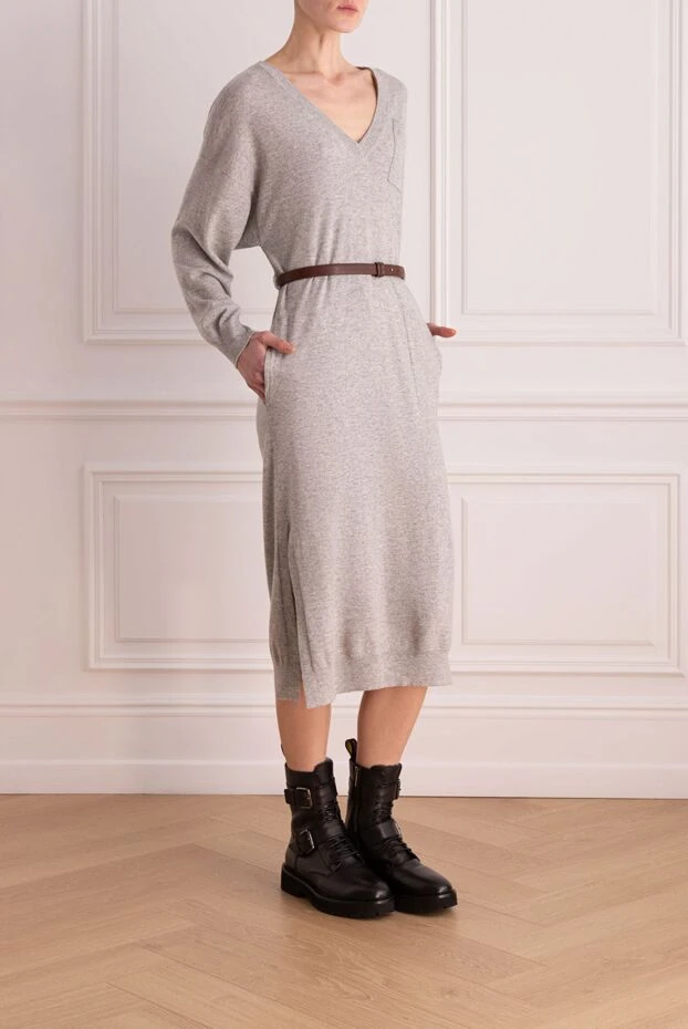 Brunello Cucinelli cashmere dress with pockets and a thin leather belt
 162256 - photo 3