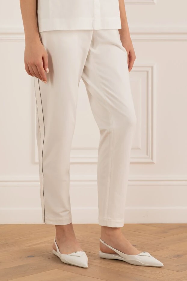 Brunello Cucinelli white cotton pants for women 162265 - photo 3