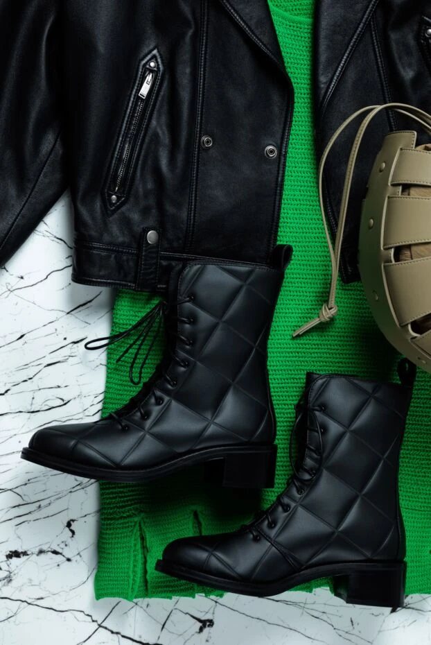 Le Silla ботинки женские черные кожаные стеганые 162281 - фото 2