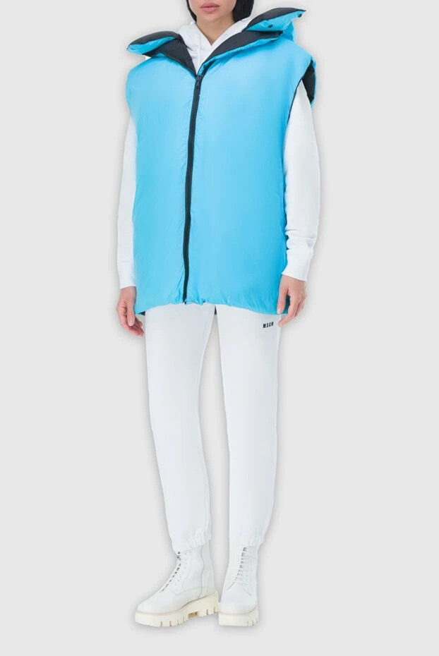 MSGM woman women's blue polyamide down vest купить с ценами и фото 162283 - photo 2