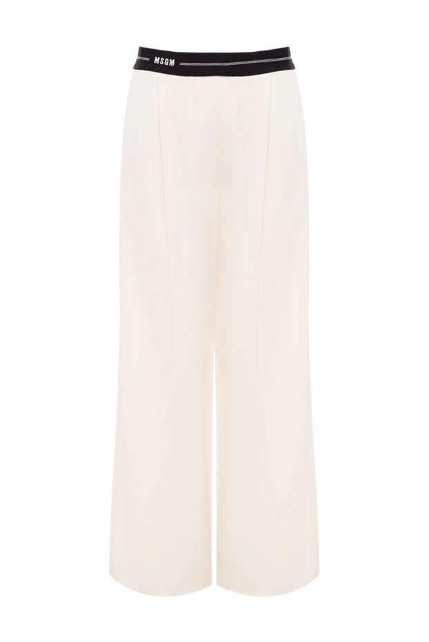 MSGM woman white viscose and wool trousers for women купить с ценами и фото 162287 - photo 1