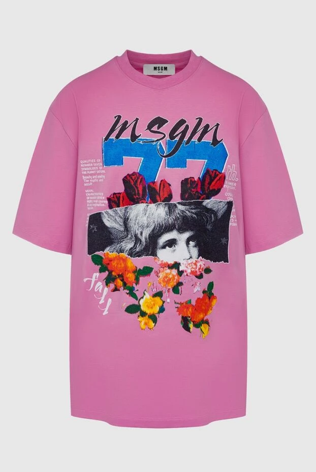 MSGM woman pink cotton t-shirt for women купить с ценами и фото 162295 - photo 1