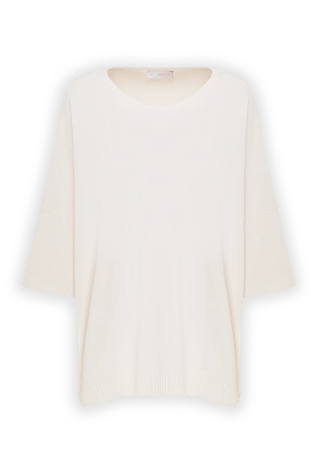 Жеңі мен шалбары қауырсынмен безендірілген кремді серуендеу костюмі - фото 1