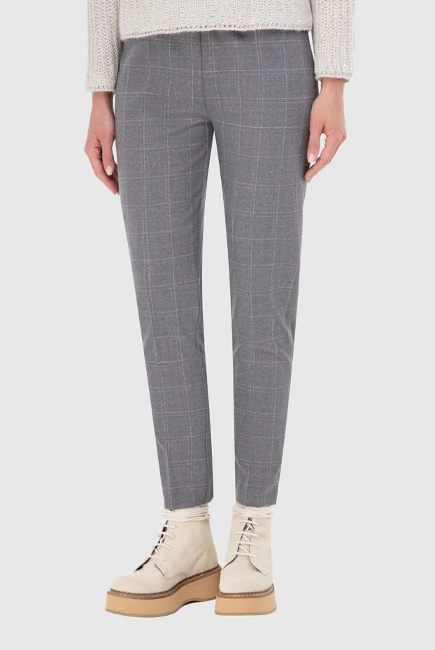 D.Exterior штаны женские приталенные в клетчатый узор серые 162335 - фото 3