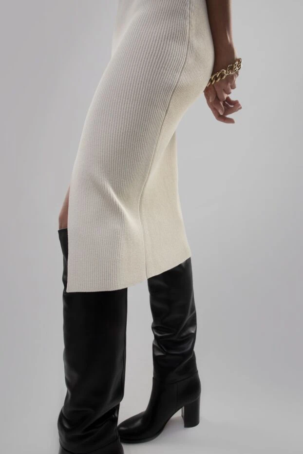 Gianvito Rossi сапоги женские высокие кожаные на квадратном каблуке черные 162356 - фото 3