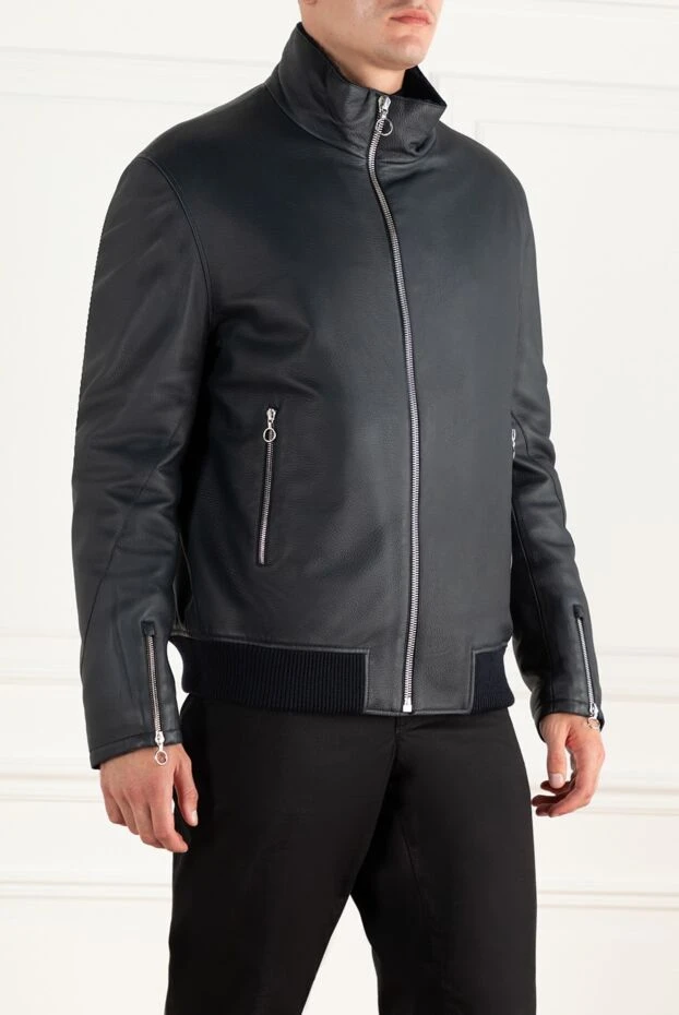 Seraphin men's blue leather bomber jacket with fur lining 162455 - photo 3
