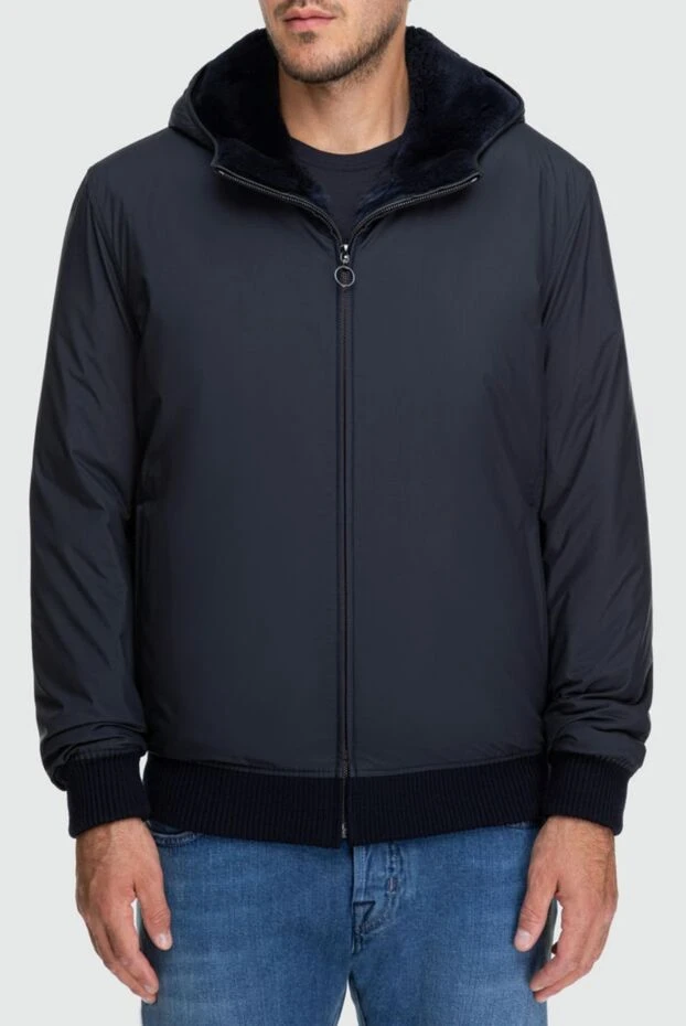 Seraphin men's blue bomber jacket with a fur-lined hood 162467 - photo 3