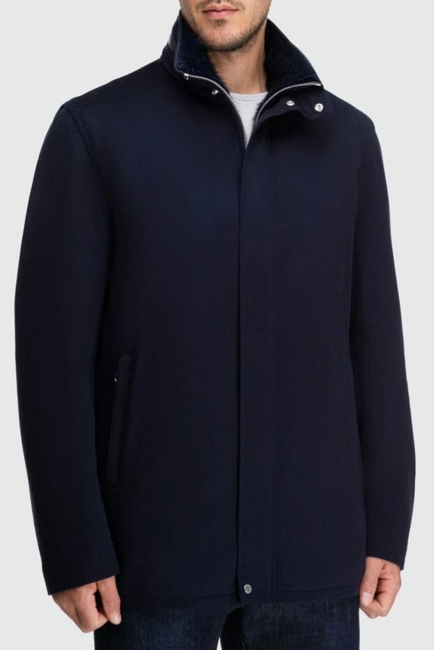 Seraphin men's blue extended cashmere jacket with fur lining 162471 - photo 3