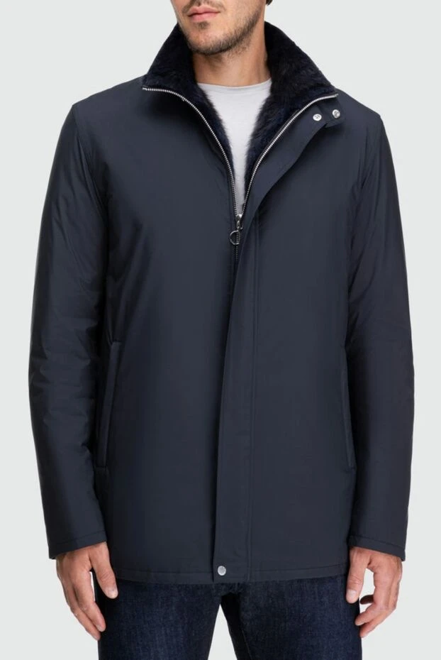 Seraphin men's blue extended jacket insulated with fur 162482 - photo 3