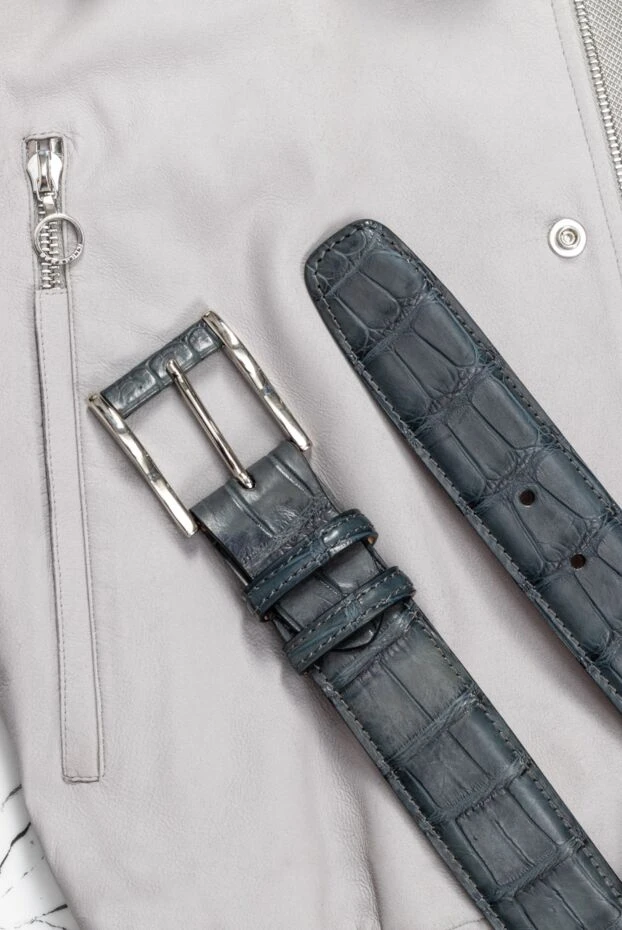 Cesare di Napoli сұр-жасыл крокодил терісінен жасалған белдік ерлерге арналған 162503 - фото 3