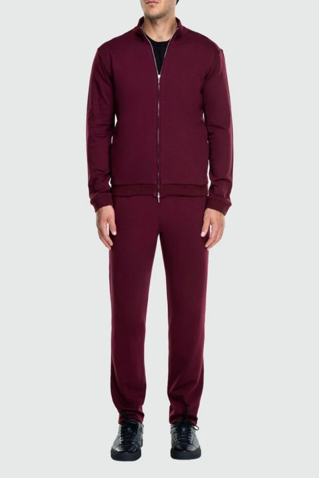 Cesare di Napoli man men's cotton sports suit, burgundy купить с ценами и фото 162521 - photo 2