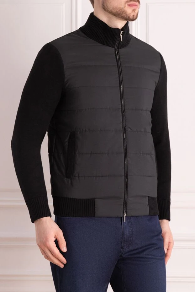 Cesare di Napoli жүн мен полиэфирден жасалған ерлер кардиганы, қара 162557 - фото 3