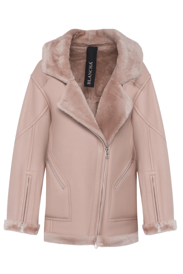 Blancha woman women's sheepskin coat made of genuine leather and fur, pink купить с ценами и фото 162572 - photo 1