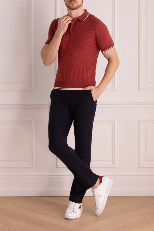 Corneliani man cotton polo red for men купить с ценами и фото 162582 - photo 2