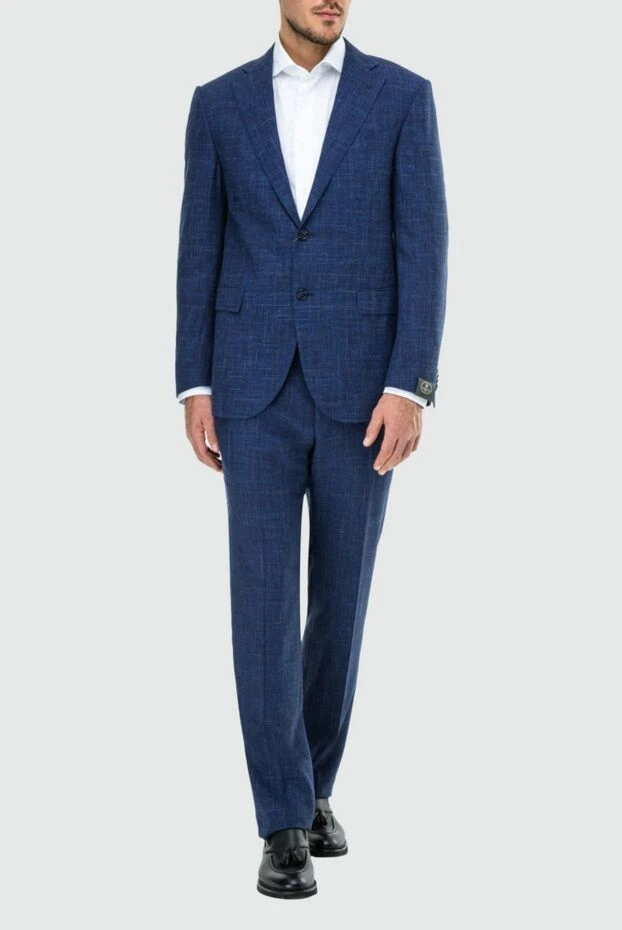 Corneliani man men's suit made of wool, silk and linen blue купить с ценами и фото 162586 - photo 2