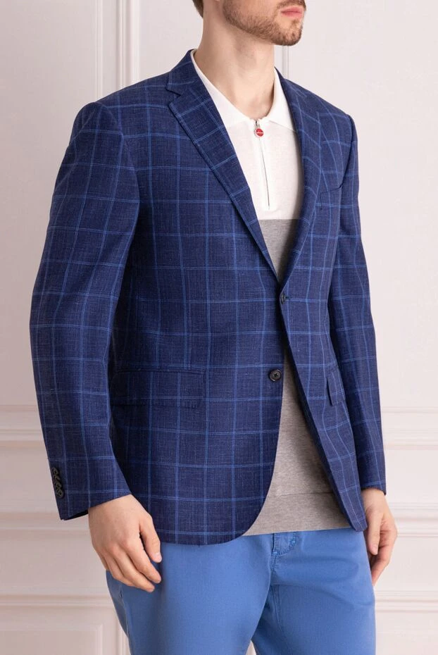 Corneliani ашық көк ерлерге арналған жүннен жасалған пиджак 162587 - фото 3