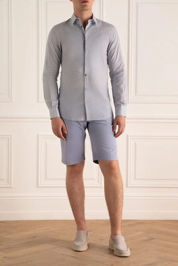 Corneliani man blue cotton and elastane shorts for men купить с ценами и фото 162597 - photo 2